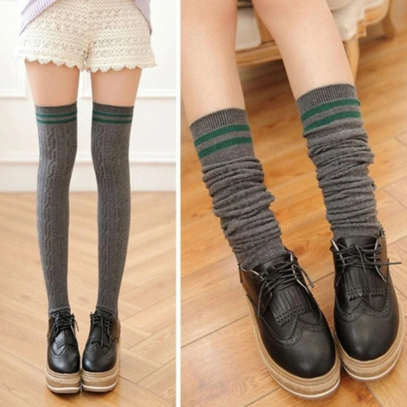 Knit Cotton Thigh High Stockings — Warm Over-Knee Socks for Women