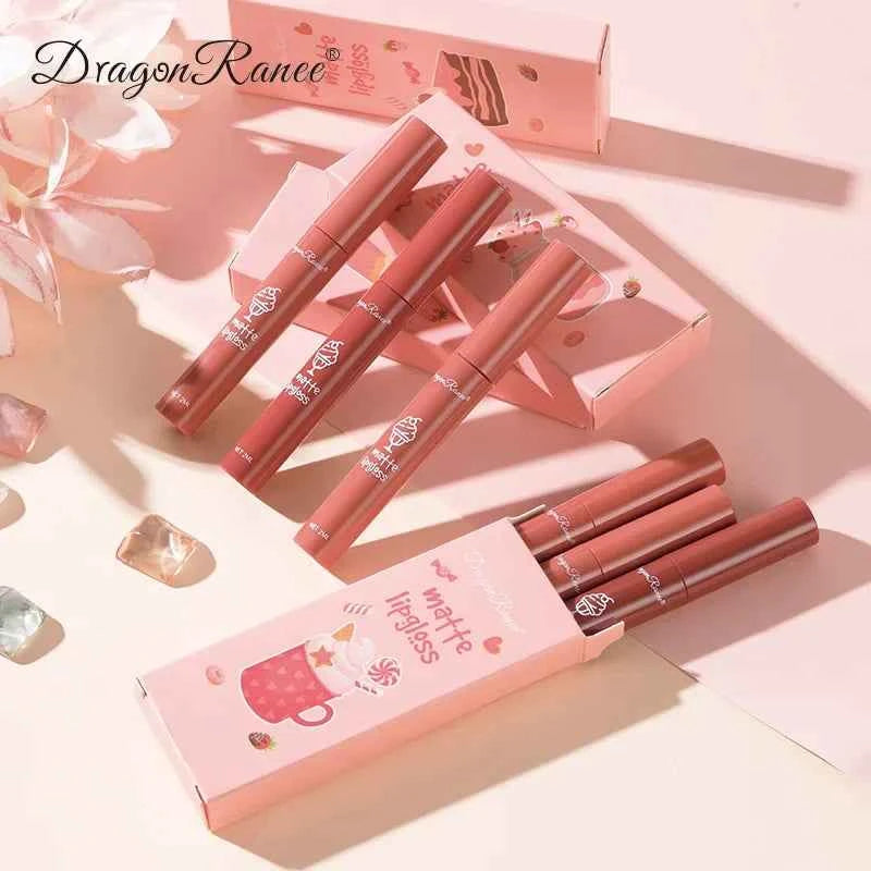 3PCS/Set Velvet Matte Nude Liquid Lipstic Long Lasting Waterproof Lipgloss Kits Moisturizing Lip Stain Tint Sexy Lip Makeup Sets