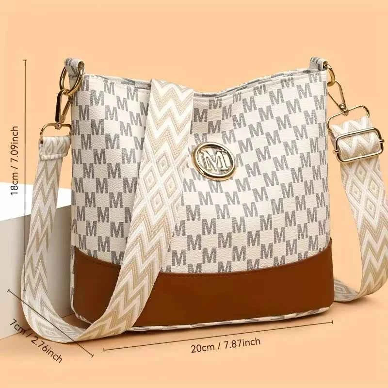 Two-Tone Color Blocking Women Bucket Bag Large Capacity Multi-Way Tote Elegant Casual Daily Use Handbags