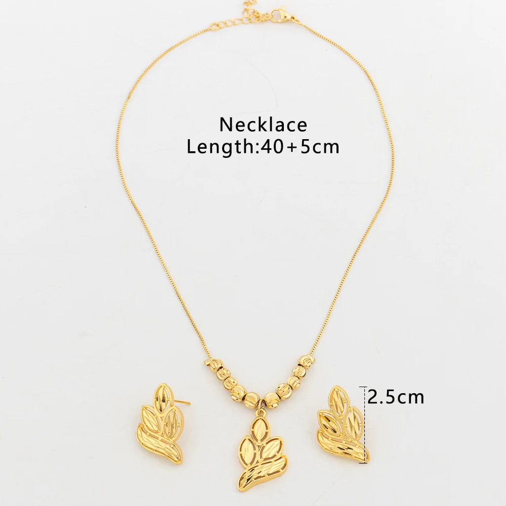Italy Luxury Design Gold Plated Jewelry Set for Women Trendy Dubai Geometric Earrings Necklace New Jewelery Vintage Accesories
