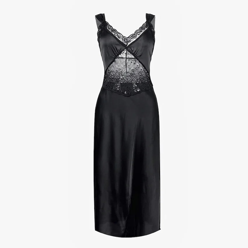 WXOY Satin Nightgowns for Women Lace Sleepwear V-neck Silk Slip Sleepshirts Sexy Negligee Nightwear