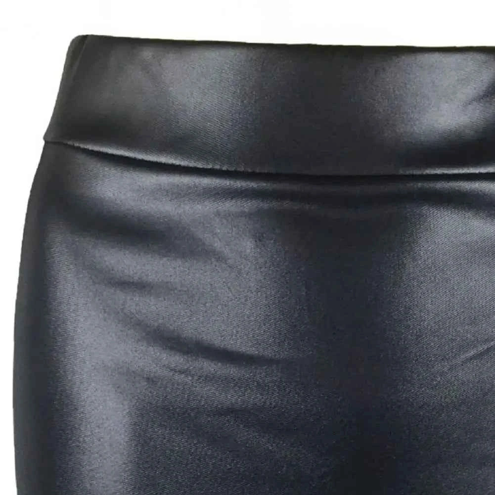 Women Mini Skirt Faux Leather High Waist Solid Color Slim Fit Skinny Matte Cozy Commuter Bodycon Skirt Sexy Streetwear