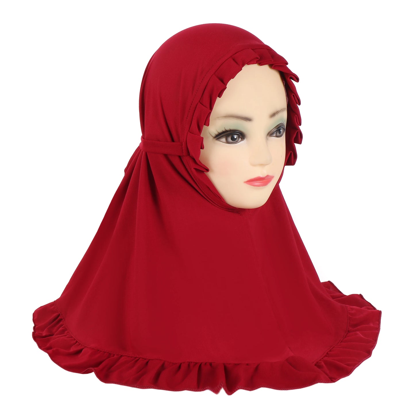 H364 Beautiful Fit 3-6 Years Old Girls Cute Hijab Head Scarf With Crinkles Baby Muslim Shawl Turban Caps