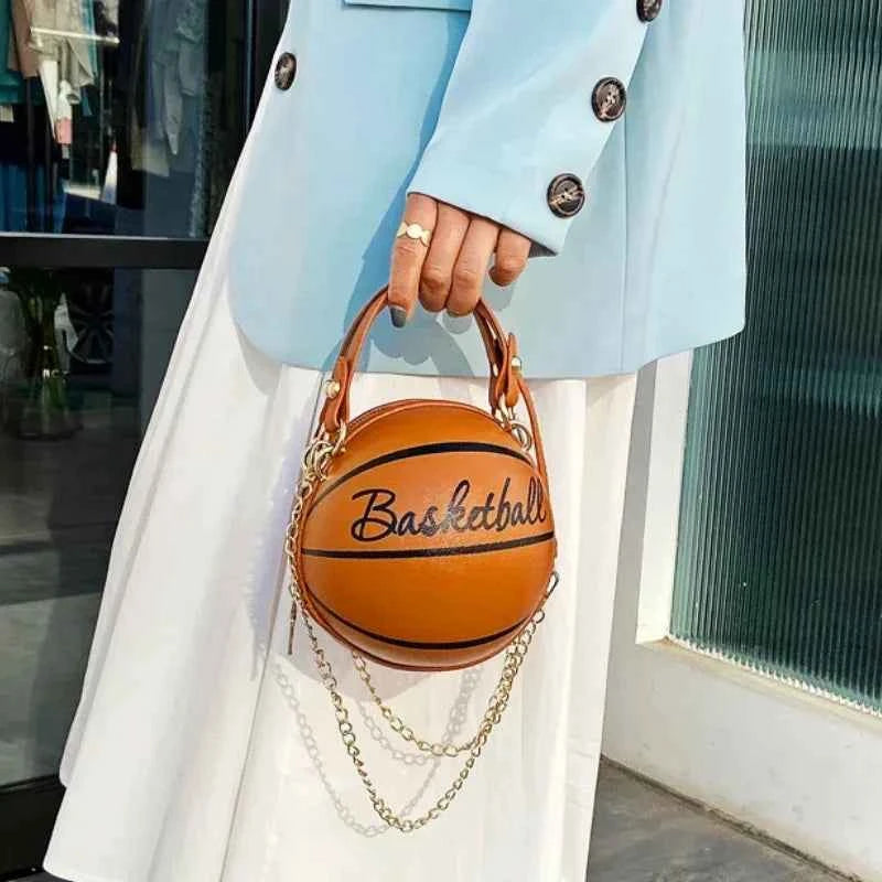 FashionableHigh End Personalized Basketball New Trendy Korean Version Simple Single Shoulder Crossbody Small Round Bag For Women