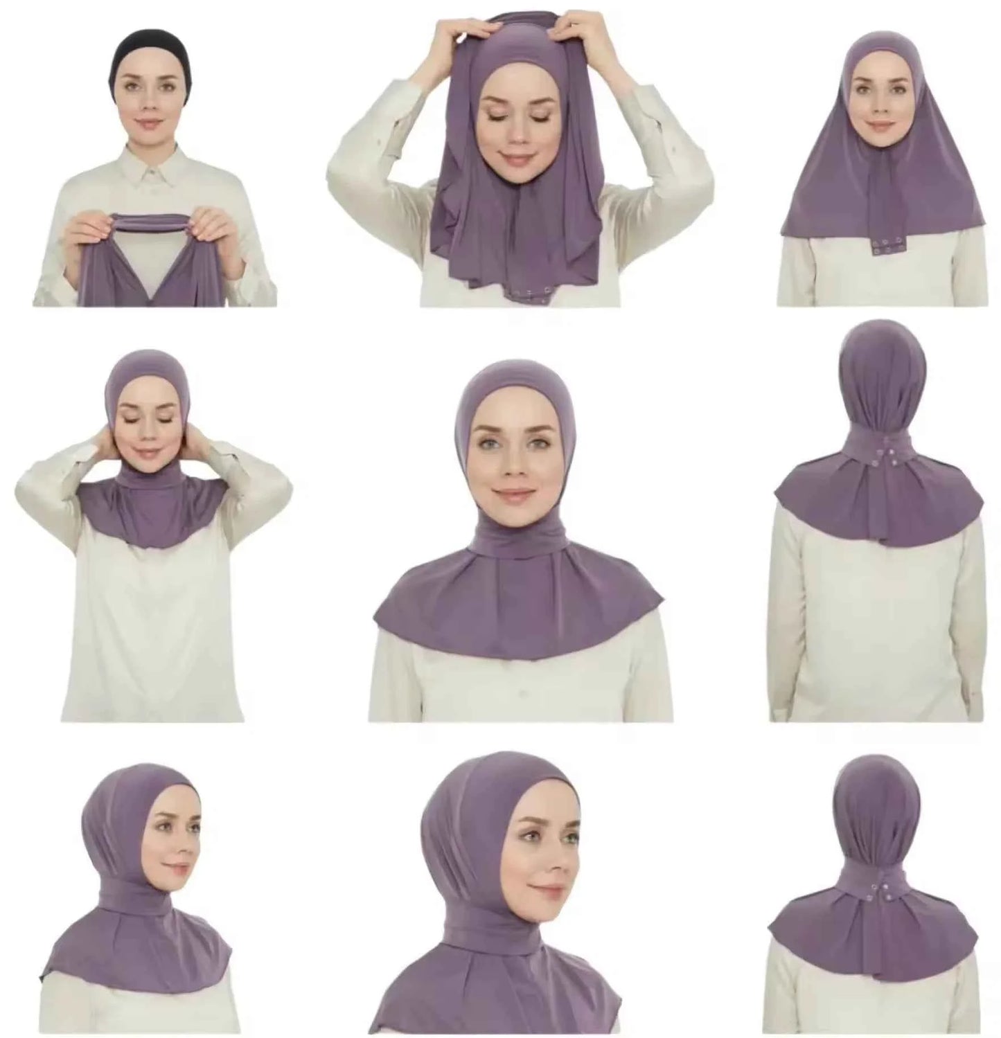Ready To Go wear Instant Hijab for Ladies Girls Women With Tie Back Buttons Premium Quality Jersey Scarf