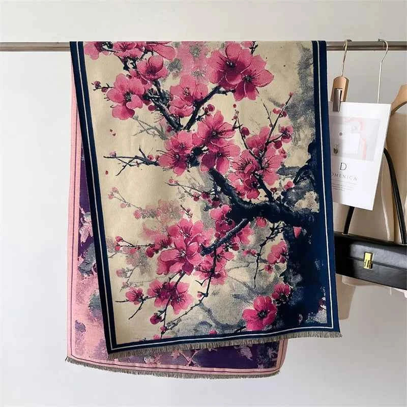 Luxury Winter Cashmere Scarf Women 2024 Design Warm Pashmina Blanket Poncho Scarves Female Shawl Wraps Thick Foulard Bufanda