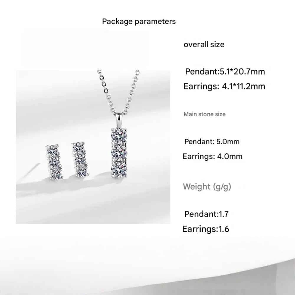 925 Sterling Silver Jewelry Set With Diamond Necklace And Earrings, Wedding Dress Versatile Jewelry Set Inlaid With AAAAA Zircon