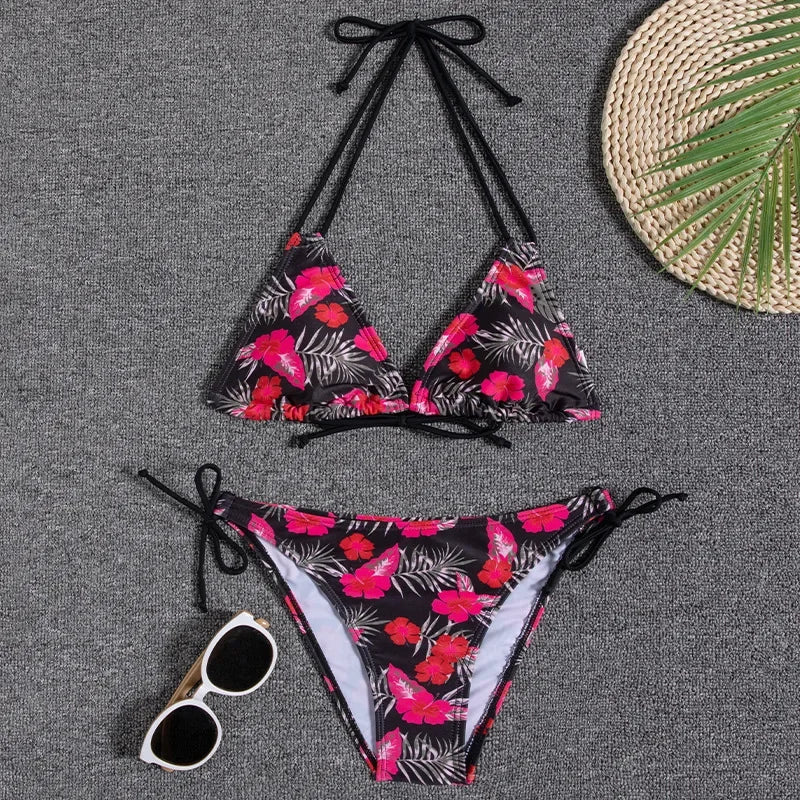 2022 New Swimwear Woman Sexy Push Up Bikini Set Swimsuit Women Print Floral Beachwear Biquini Two Piece Bathing Suit