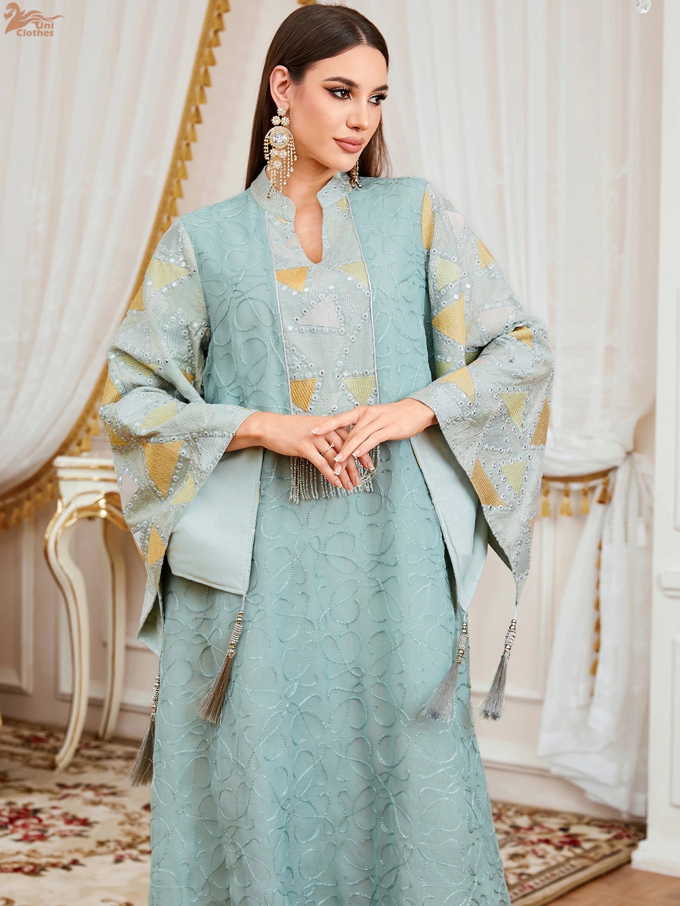Dubai Abaya Luxury Tassel Embroidery Abayas Women Muslim Dress Eid Ramadan Islam Jalabiya Turkey Kaftan Kebaya Caftan Femme Robe