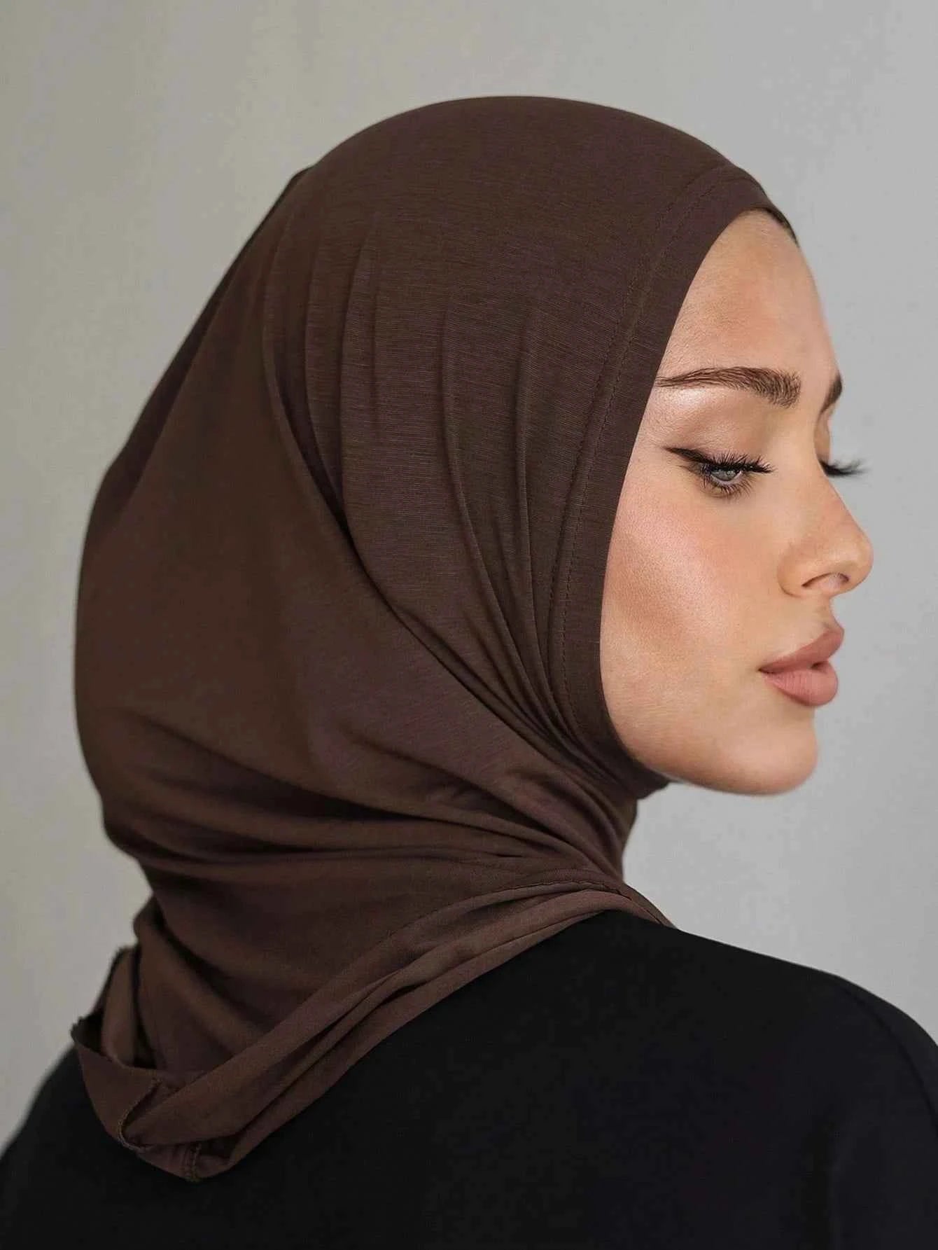 Soft Elasticity Modal Pull on Hijab Muslim Full Cover Neck Instant Hijab Islam Ready to Wear Hijab Scarf HeadWrap Ramadan Prayer