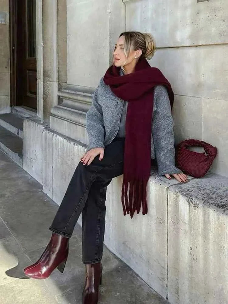 Luxury Women Solid Winter Scarf Warm Cashmere Shawl Soft Elegant Lady Poncho Thick Pashmina Bufanda Echarpe Winter Clothes