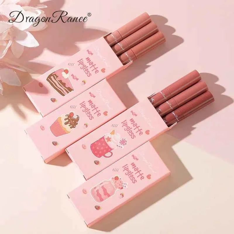 3PCS/Set Velvet Matte Nude Liquid Lipstic Long Lasting Waterproof Lipgloss Kits Moisturizing Lip Stain Tint Sexy Lip Makeup Sets