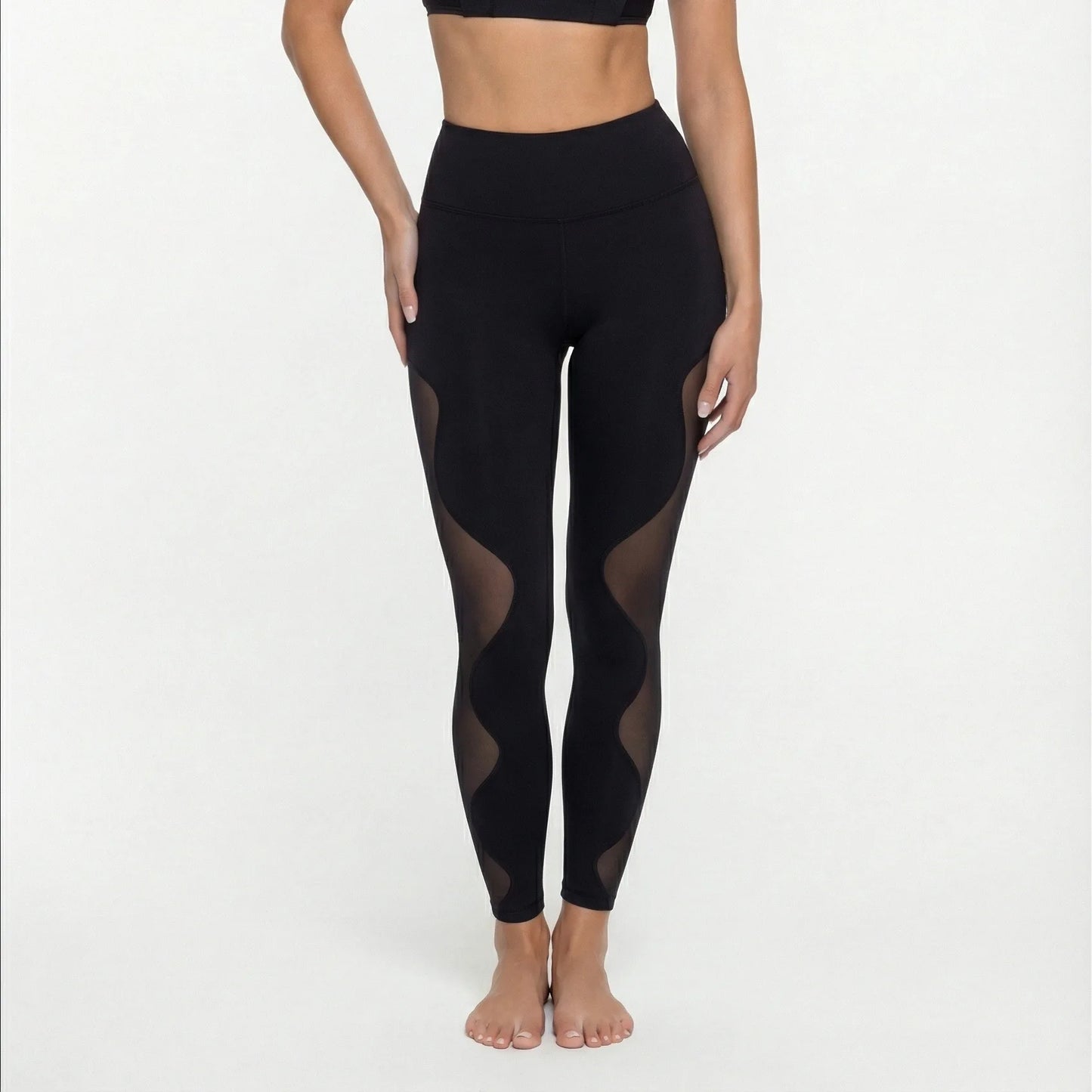 Mesh Patchwork Female Clothing Summer Tight-fitting Sportswear Breathable Training Fitness Yoga Top Workout Leggings Shorts