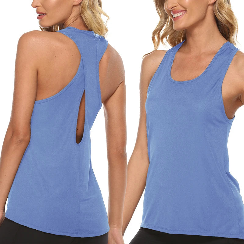 Open Back Yoga Tank Top — Sleeveless Stretch Fitness Vest