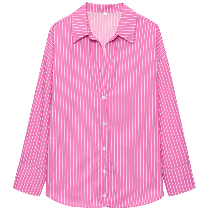 HXAO Woman 2025 Oversized Shirts & Blouses Spring Summer 2025 Woman Elegant Button Up Long Sleeve Blouses Fashion Plus Size Tops