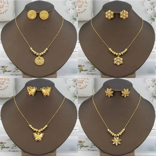 Italy Luxury Design Gold Plated Jewelry Set for Women Trendy Dubai Geometric Earrings Necklace New Jewelery Vintage Accesories