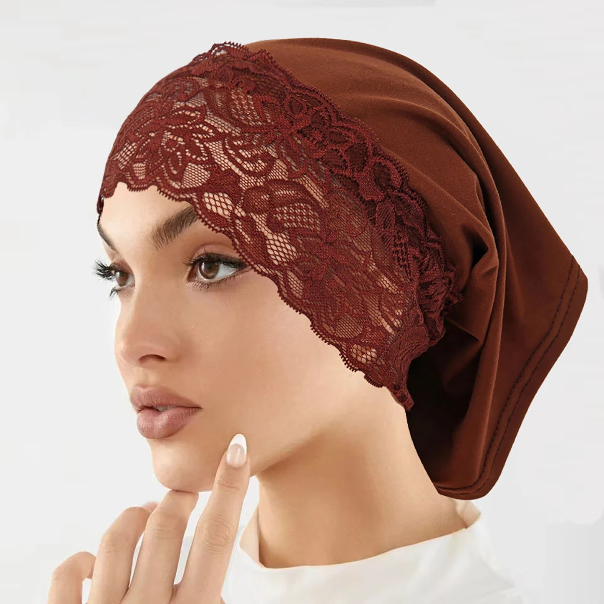 2025 New Inner Hijab Undercap With Lace Muslim Turban Islam Underscarf Hijab Bonnet Soft Stretch HIjabs Tube Cap Turbante