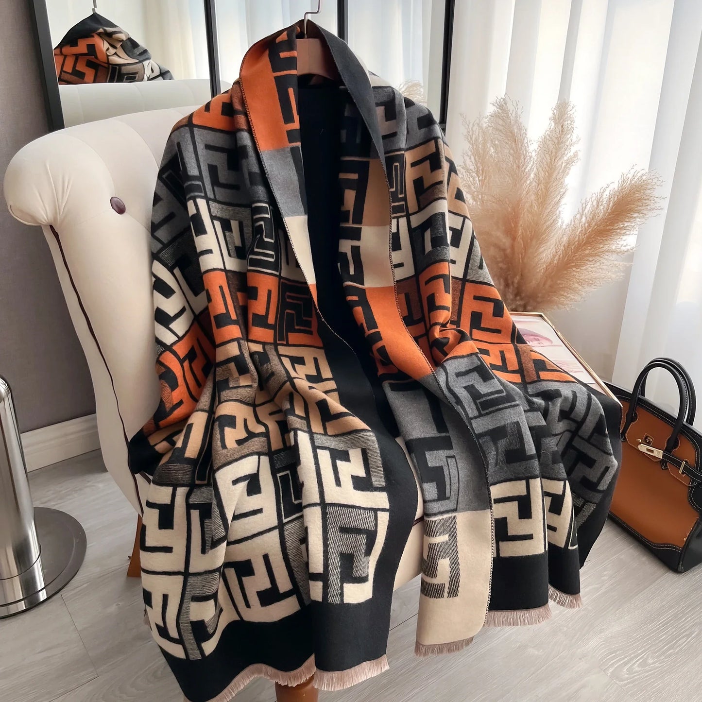 Winter Women's Scarf Luxury Design Double sided Cashmere Feel Scarf Warm Scarf Shawl