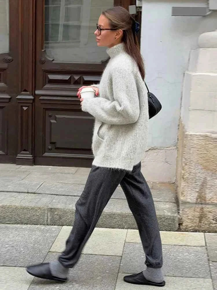 Women's Sweater Knitwear Blouse Turtleneck Knit Tops Soft Pullover Loose Hot Sweaters Pulls Femmes Woman Clothes New Outerwear