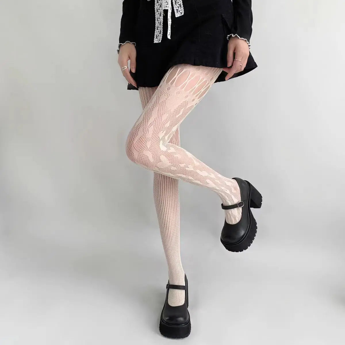 Pantyhose Women Heart Hollow Out Lace Mesh Fishnet Stockings Women Tights Lingerie Sexy Slim Y2k Body Stockings Pantyhose Tights