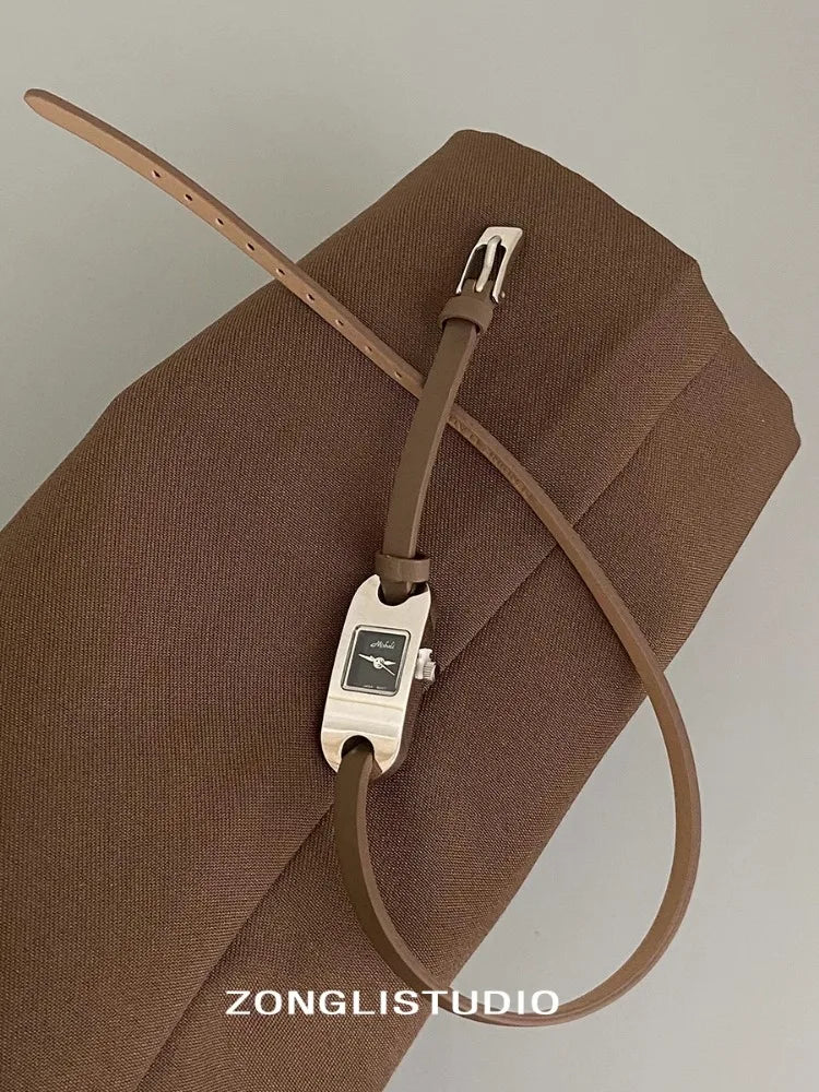Watches for women twine long strap Watch women vintage leather thin strap waterproof quartz luxury women's watch reloj mujer