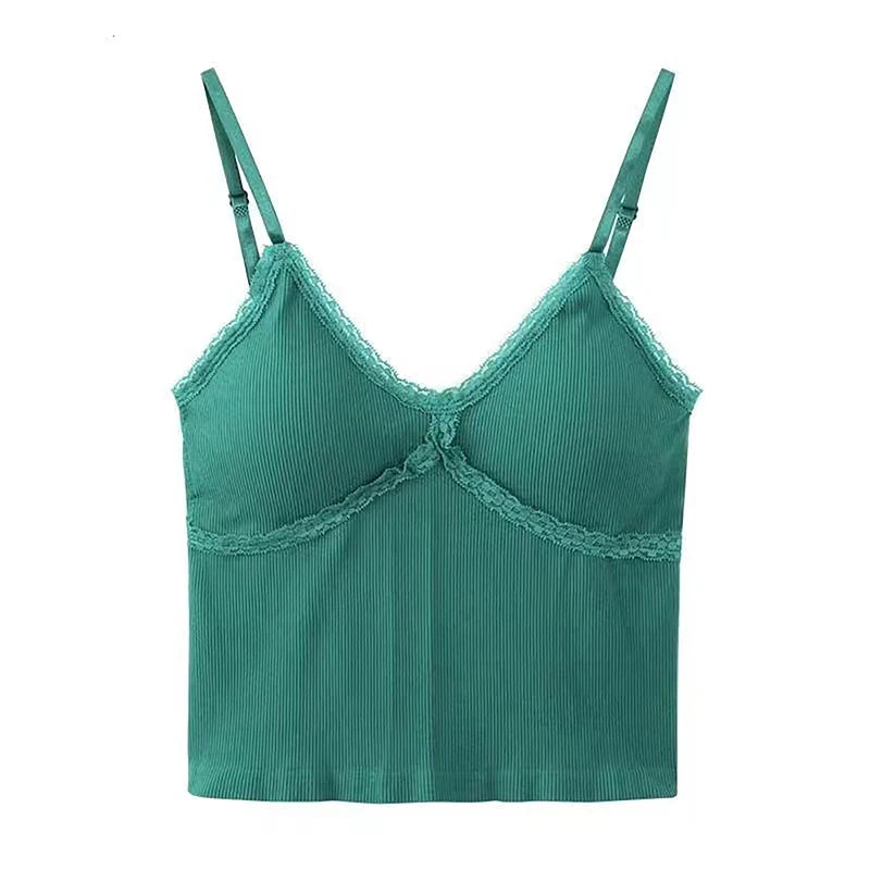 Women Summer 2025 Lace Fashion Tank Top Female Korean Style V Neck Sleeveless Sexy Blouse Cropped Knitwear