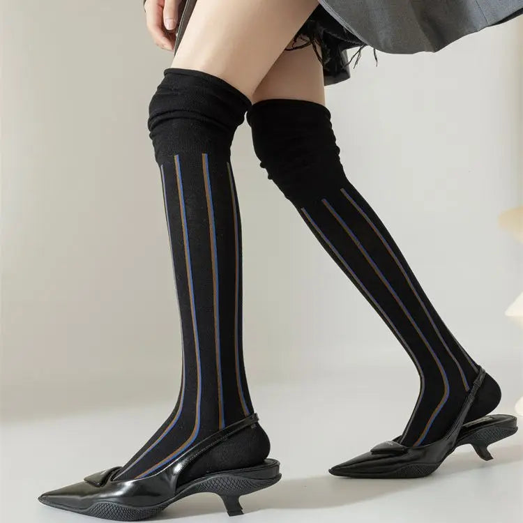 Striped Knee-High Stockings — Soft Skin-Friendly Fashion Socks