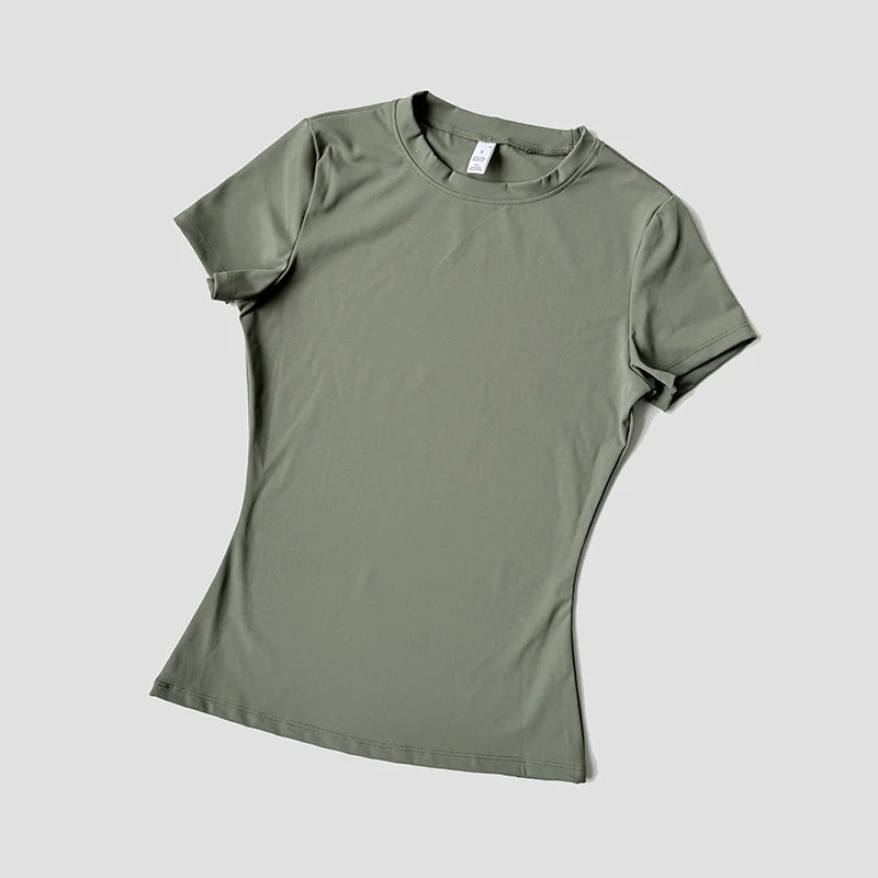 Seamless Short Sleeve Yoga Top — Gym & Running T-Shirt