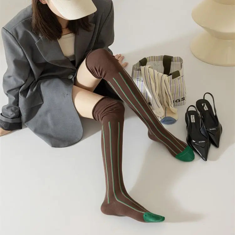 Striped Knee-High Stockings — Soft Skin-Friendly Fashion Socks