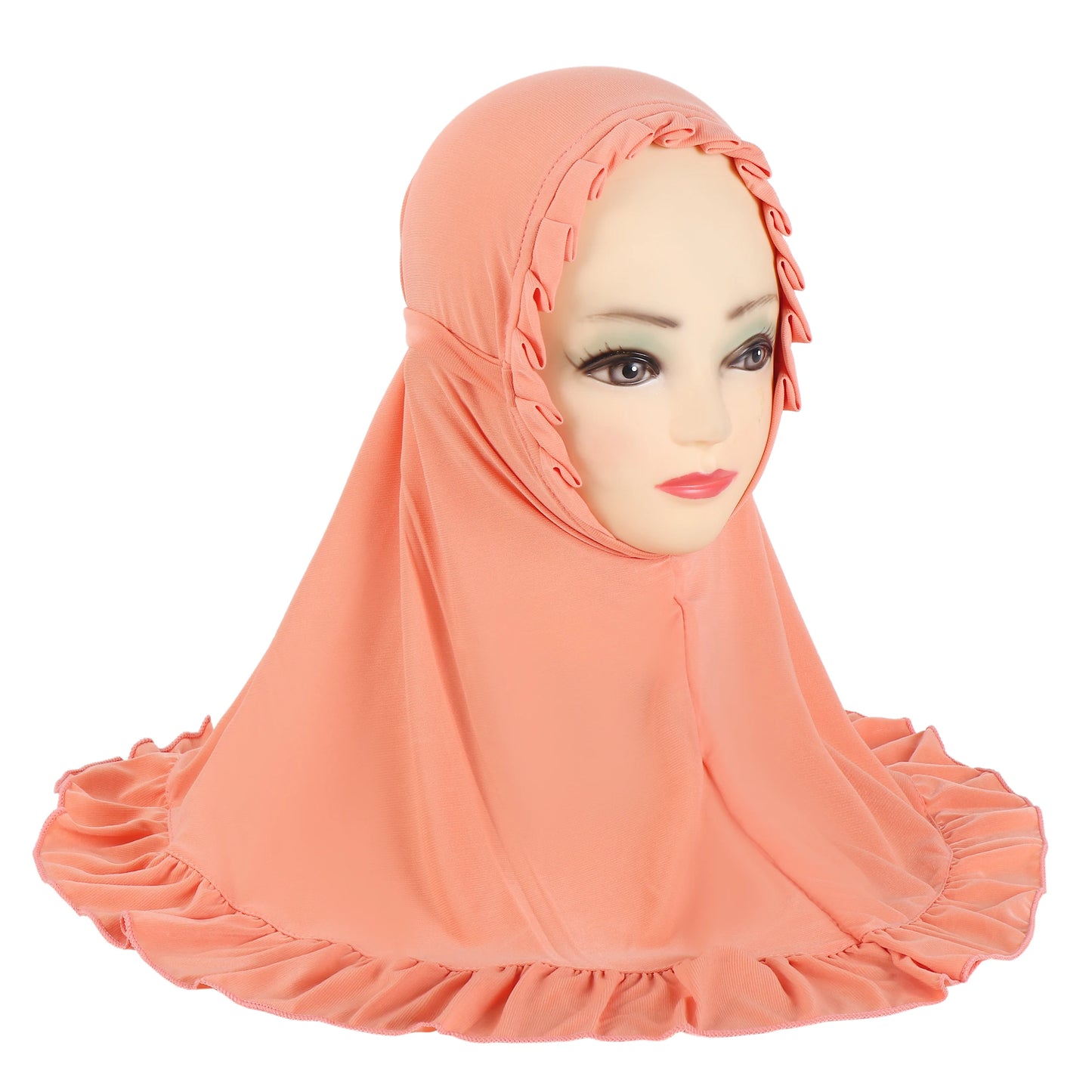 H364 Beautiful Fit 3-6 Years Old Girls Cute Hijab Head Scarf With Crinkles Baby Muslim Shawl Turban Caps