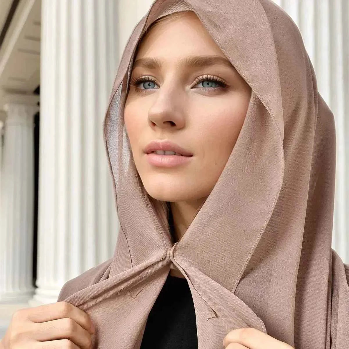 Newest Instant Chiffon Hijab with Magnetic Buckle Solid Color Woman Muslim Hijab Scarf Islamic Turban Fashion Headband Shawls