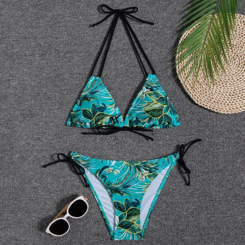 2022 New Swimwear Woman Sexy Push Up Bikini Set Swimsuit Women Print Floral Beachwear Biquini Two Piece Bathing Suit