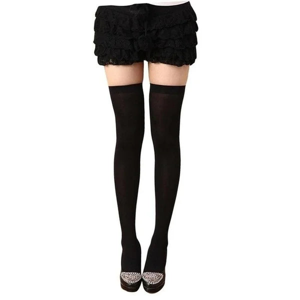 Lolita Over-Knee Stockings — Solid Color Warm Thigh High Socks