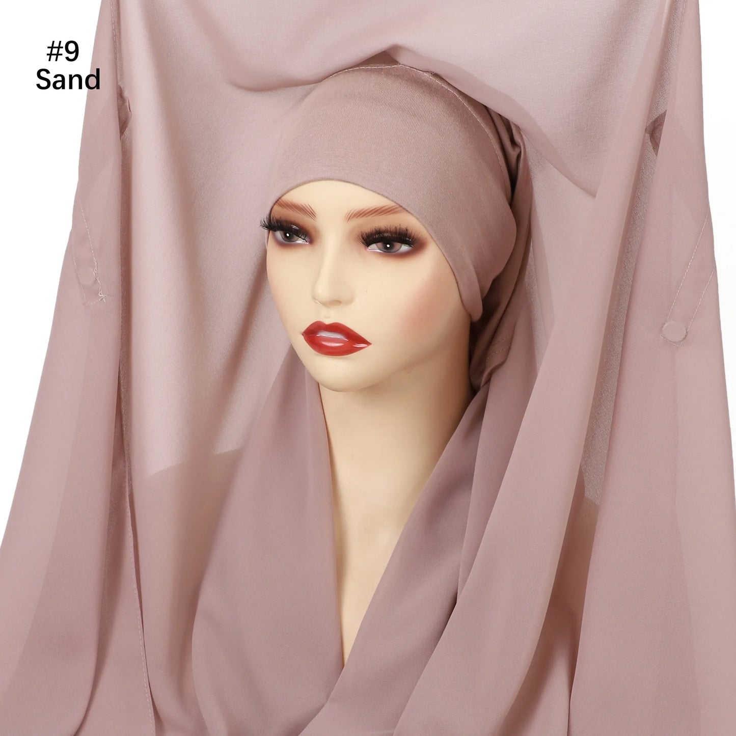 Newest Instant Chiffon Hijab with Magnetic Buckle Solid Color Woman Muslim Hijab Scarf Islamic Turban Fashion Headband Shawls