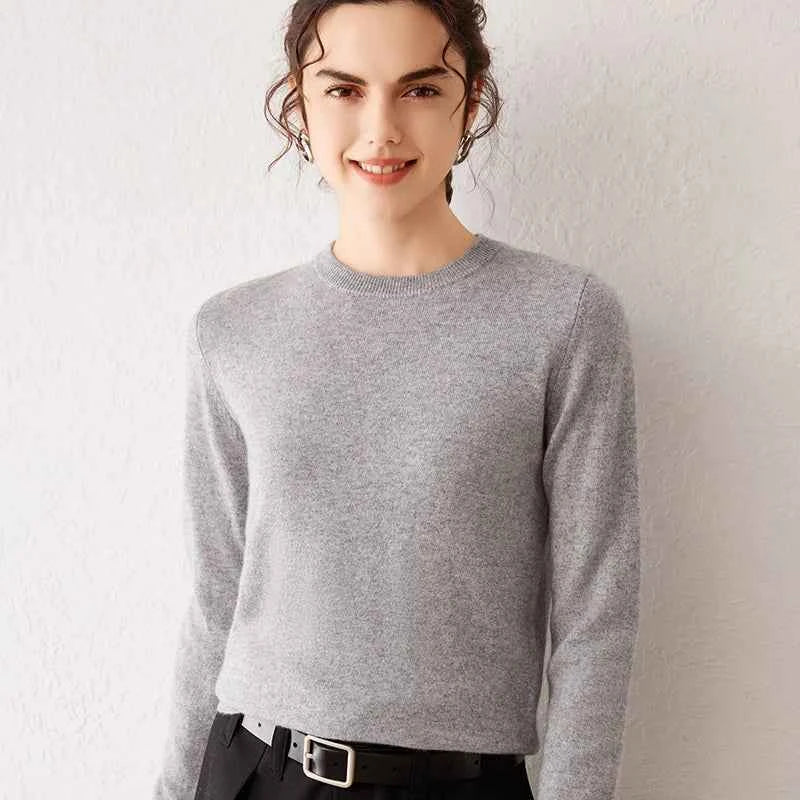 Women's 100% Pure Cashmere Sweater 2025 Fall Winter Crew Neck Long Sleeve Warm Soft Knitted Pullover New Knit Tops Women Clothes
