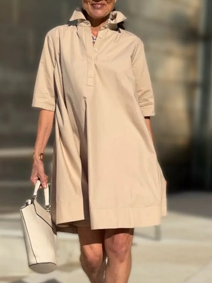 Women's Casual And Elegant Cotton And Linen Dress New Summer Fashion Elegant Short Sleeve White Loose Beach Party Dresses Robe