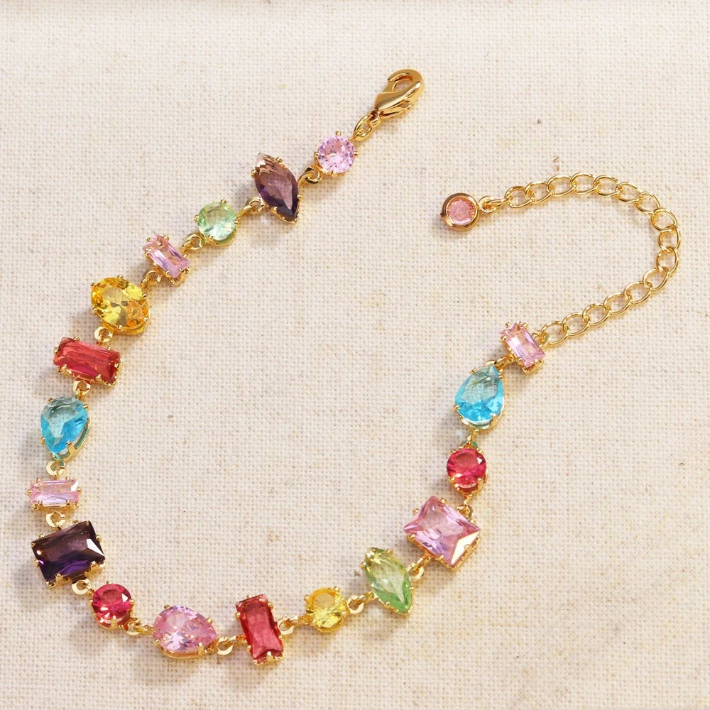 18K Gold Plated Colorful Crystal Zircon Necklace