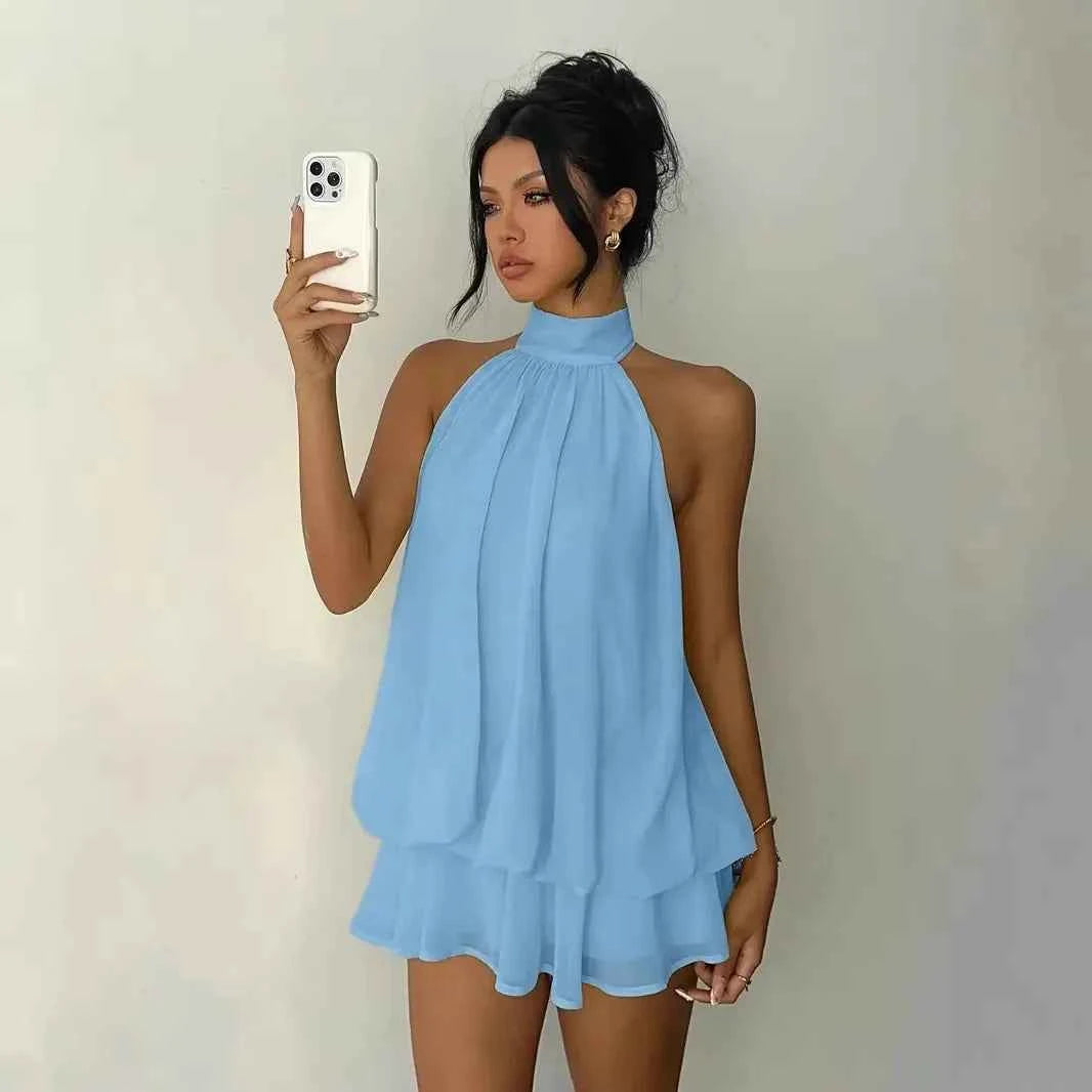 Women's Casual Dresses Woman Clothes Elegant Party Solid-color Beachwear Slim-fitting Sexy Backless Skirt Dress Female Clothing