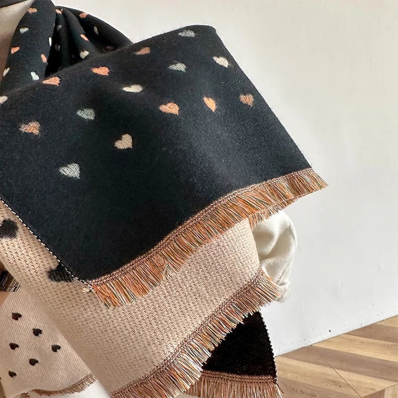 Winter Women's Scarf Luxury Design Double sided Cashmere Feel Scarf Warm Scarf Shawl