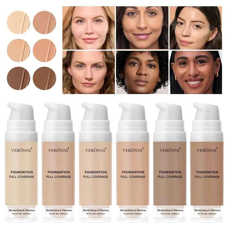 Full Coverage Foundation Bottles - Buildable Full Coverage Liquid Makeup for Custom Skin Tone Mixing & Daily Wear, Oil Control