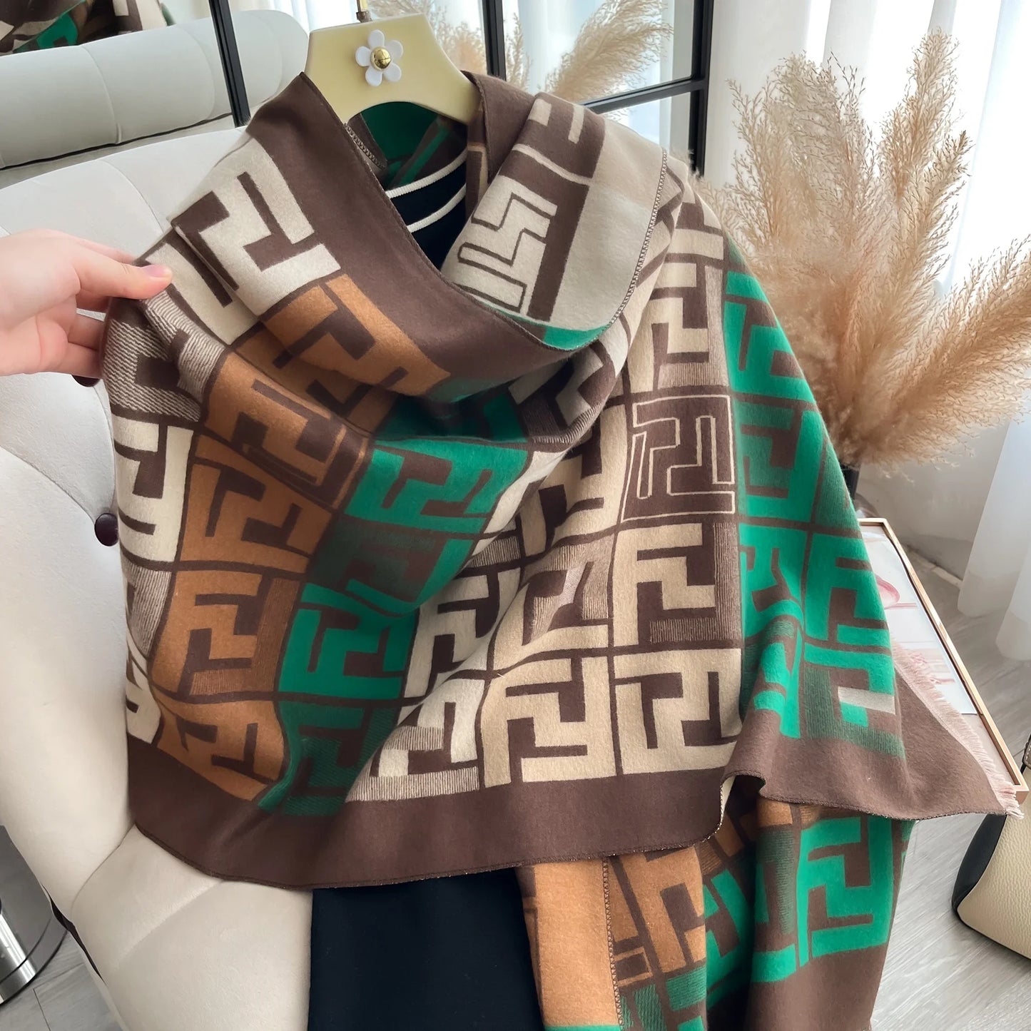 Winter Women's Scarf Luxury Design Double sided Cashmere Feel Scarf Warm Scarf Shawl