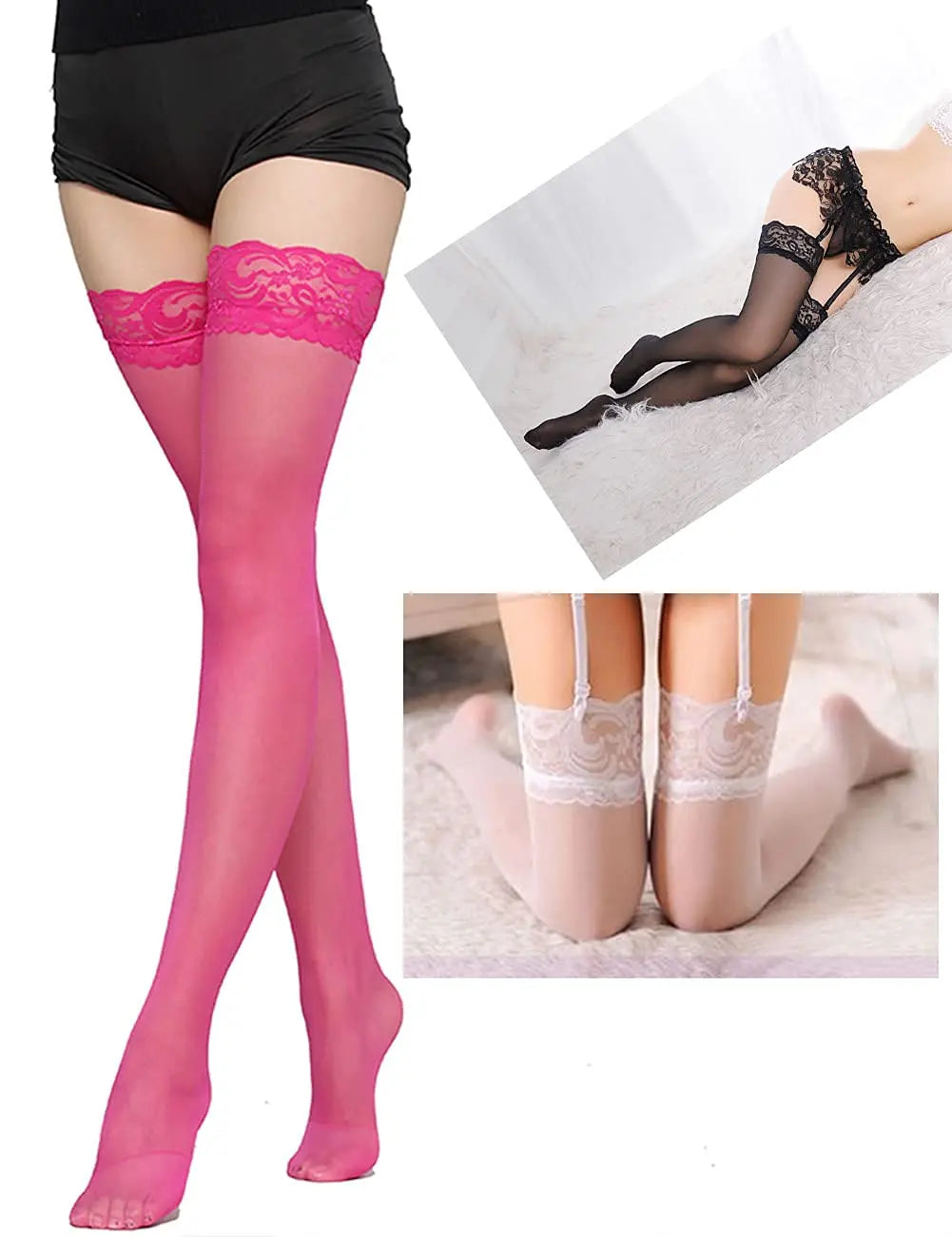 Lace Thigh High Stockings — Sheer JK Style Lingerie Hosiery