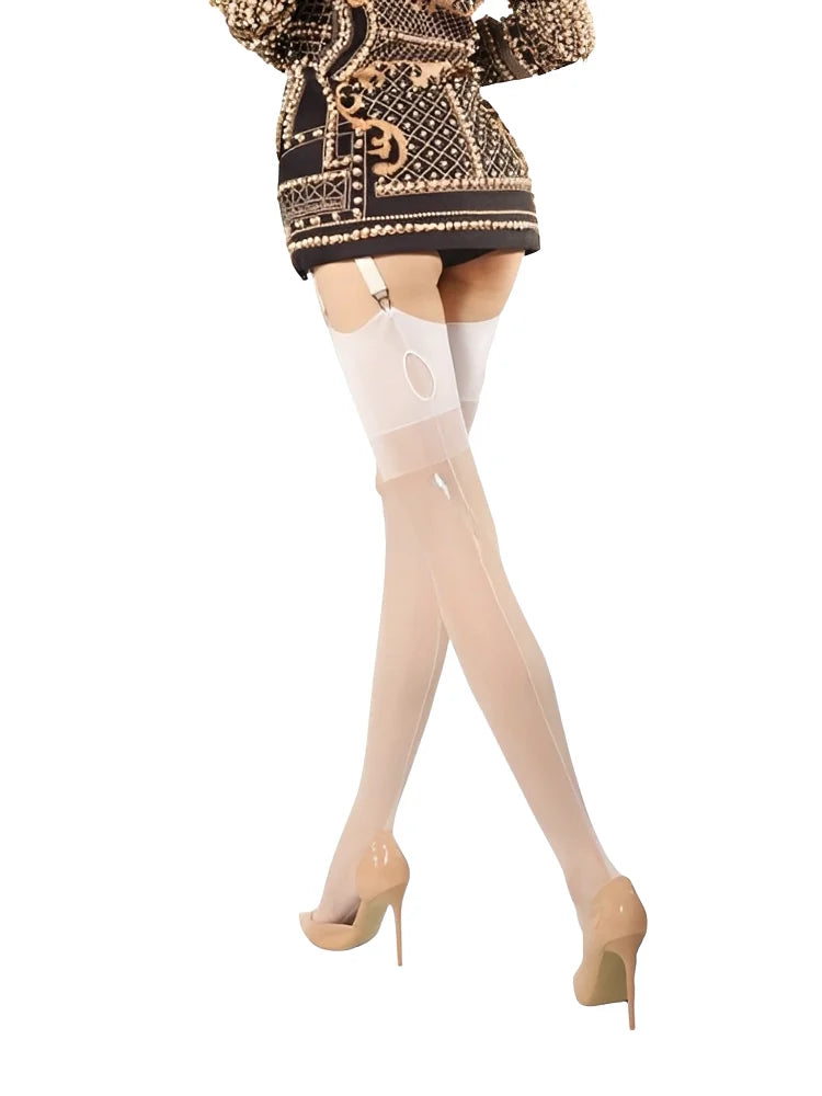 Oil Glossy Thigh High Stockings — Ultra-Thin Transparent Over-Knee Socks