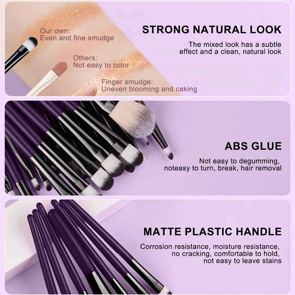 20pcs Eye Makeup Brush Set Portable Soft Makeup Brushes Beauty Tools Foundation Eyeshadow Eyeliner Brush Multi-function Beginner