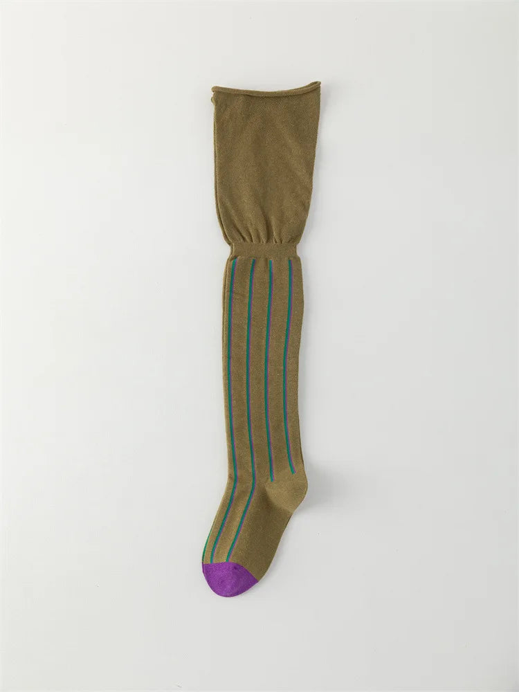 Striped Knee-High Stockings — Soft Skin-Friendly Fashion Socks