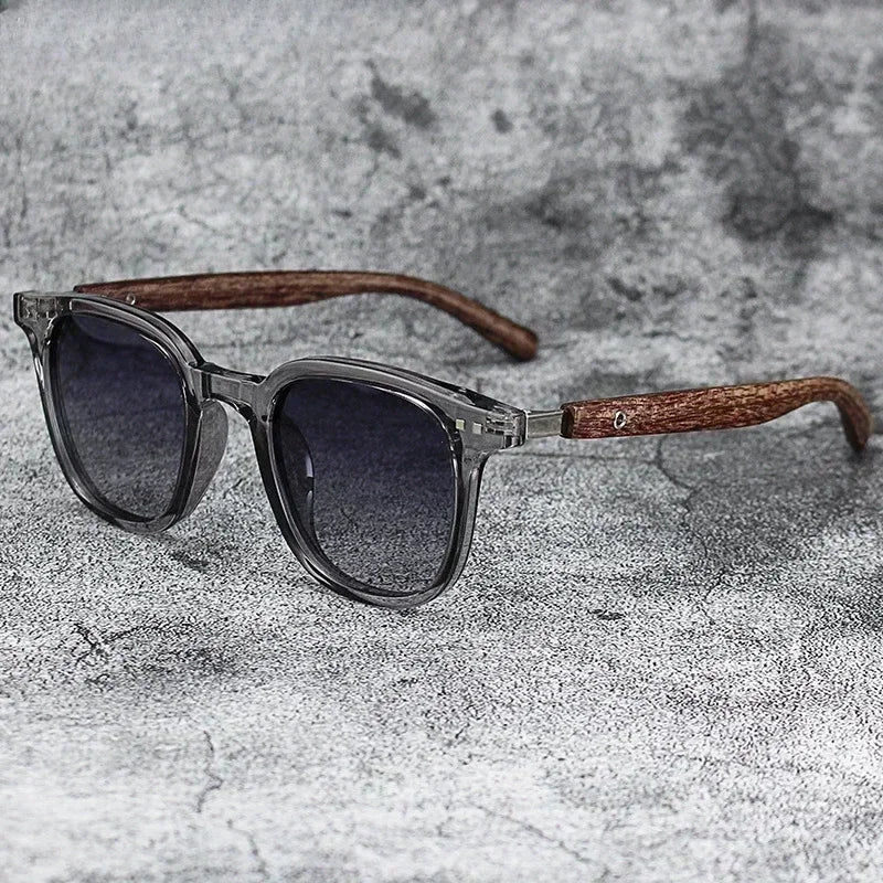 Sunglasses for Men Women Trendy Retro Wood Grain Polarized UV Protection Eyewear Cycling Outdoor Street Photography Sunglasses