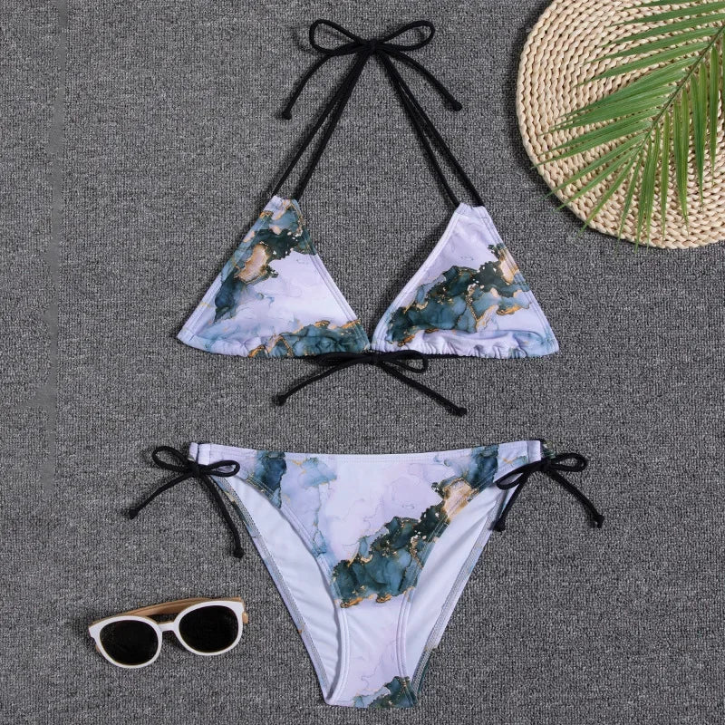 2022 New Swimwear Woman Sexy Push Up Bikini Set Swimsuit Women Print Floral Beachwear Biquini Two Piece Bathing Suit
