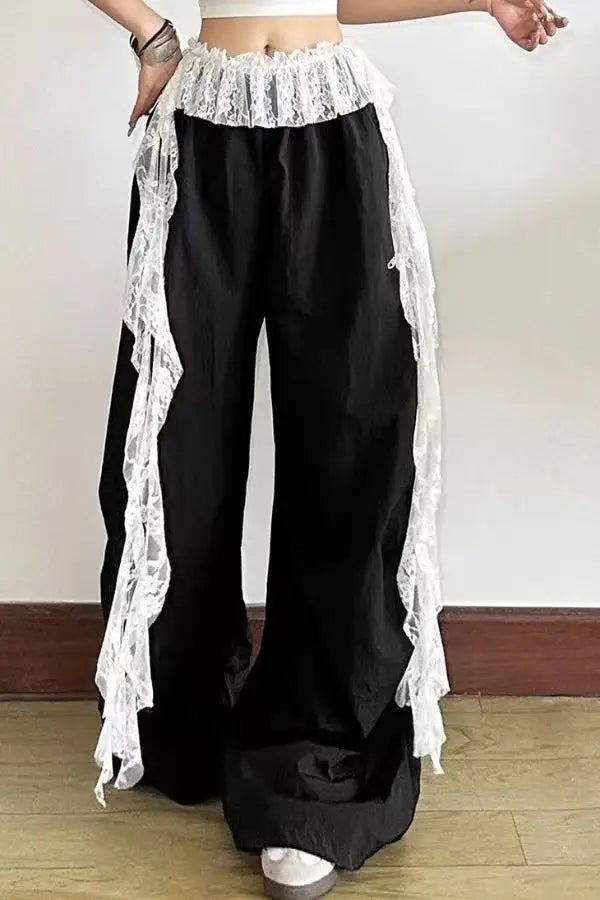 Hollow Out Irregular Lace Skirts Chic Lace-up Design Stacked Layered Feeling Mesh Apron Vintage Women Y2k White Jacquard