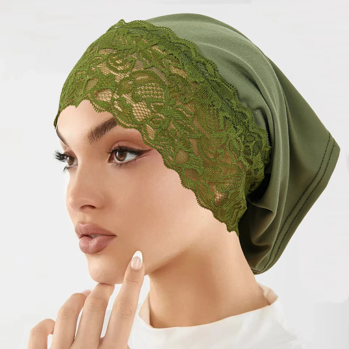 2025 New Inner Hijab Undercap With Lace Muslim Turban Islam Underscarf Hijab Bonnet Soft Stretch HIjabs Tube Cap Turbante