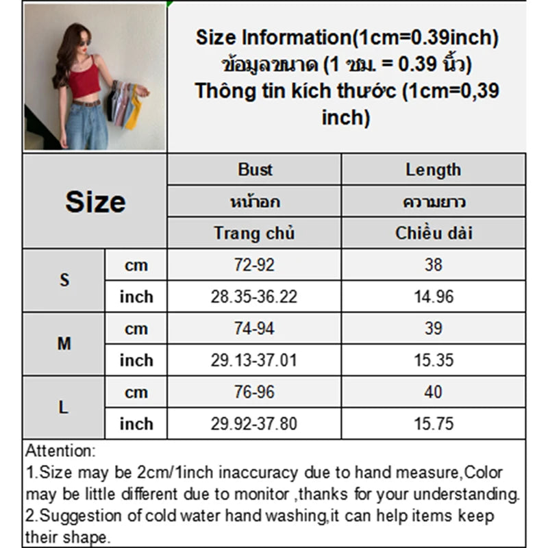 1PCS Women Sexy Solid Camis Crop Top Casual Tank Tops Vest Club High Street Sleeveless Streetwear